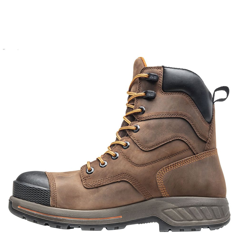 Timberland Μποτακια Εργασίας Ανδρικα Καφε/Μαυρα - Pro® Helix Hd 8\" Comp Toe - Greece 1260374-JG